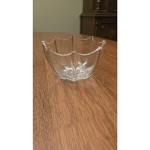 Unmarked Clear Glass Bowl Scalloped Panel Modern Decor Centerpiece